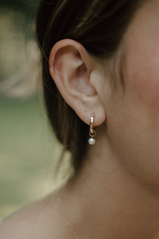 Pearl of Great Price Gold Hoop Earrings